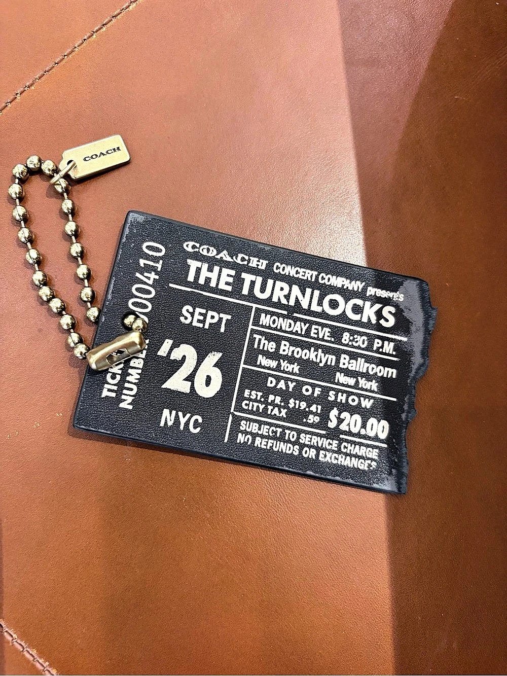 Coach The Turnlocks Black Ticket Tag Key Chain Like New